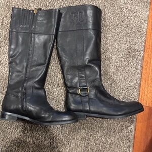 Ralph Lauren Black Leather Tall Boots